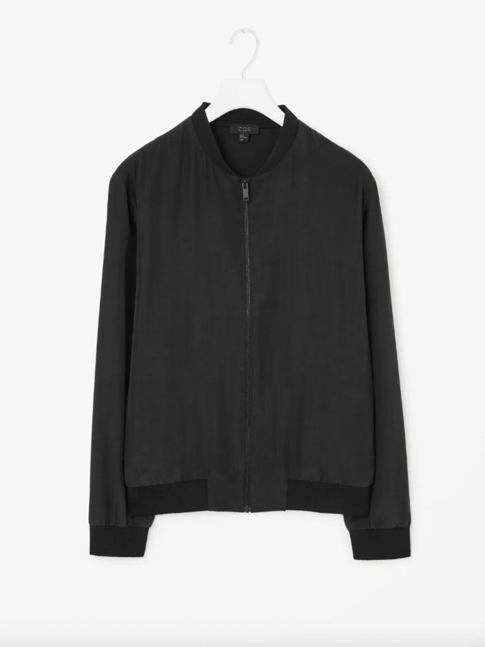 COS Unisex Silk Black Bomber Biker Jacket